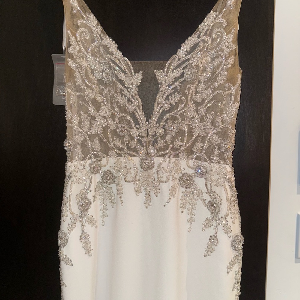 Full Glam Embellished White Lace Wedding Dress - Picture 12 of 16